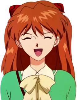 😄 6656c299 Asuka Langley Soryu Neon Genesis Evangelion 애니메이션, 소녀, 주황색 머리, 캐릭터, 미소, 에반게리온 telegram sticker