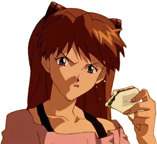 🍔 d0391f56 Asuka Langley Sohryu Neon Genesis Evangelion 애니메이션, 소녀, 아스카, 에반게리온, 캐릭터, 음식 telegram sticker