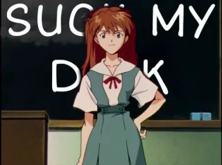 🌟 3c1f948c Asuka Langley Sohryu Neon Genesis Evangelion SUCK MY D***
 アニメ, 攻撃的, スラング, 汚い言葉, エヴァンゲリオン telegram sticker