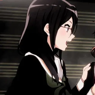 💗 4f17c134 อนิเมะ, ผู้หญิง, แว่นตา, ผมสีดำ, การ์ตูน telegram sticker