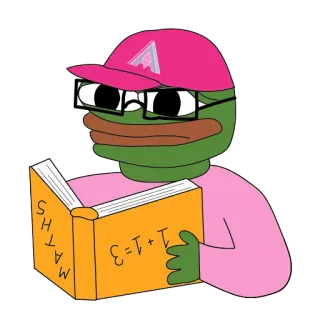 🔢 1ebf6df4 MATHS
ε = 1 + 1 Pepe the Frog, meme, math, algebra, reading, education telegram sticker