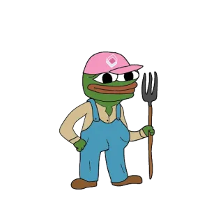 🌿 58b2c62f Pepe the Frog Pepe the Frog, meme, farmer, pitchfork, character, internet meme telegram sticker