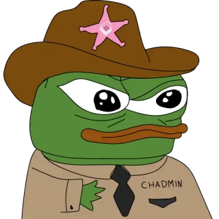 🚓 5e66fee5 Pepe the Frog CHADMIN Pepe the frog, meme, sheriff, cowboy, hat telegram sticker