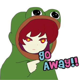 😡 79f39a67 Go Away!! anime, frog, hoodie, go away, sticker telegram sticker