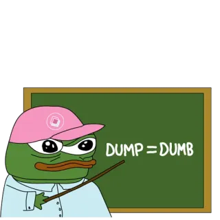 🌚 a2390e36 Pepe the Frog DUMP = DUMB pepe, meme, dump, dumb, cartoon, teacher, blackboard telegram sticker