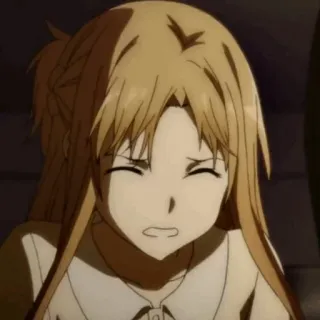 💞 3fe8d7d1 Asuna Yuuki Sword Art Online anime, blonde hair, facial expression, annoyed, asuna, sword art online telegram sticker