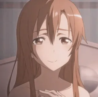 😊 3b5f517d Asuna Yuuki Sword Art Online anime, nhân vật, cô gái, cười, chân dung telegram sticker