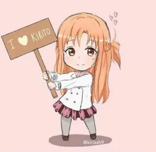 ❤ 798279c8 Asuna Sword Art Online I <3 KIRITO Anime, Chibi, Kawaii, Sword Art Online, Asuna, Kirito, Fan art telegram sticker