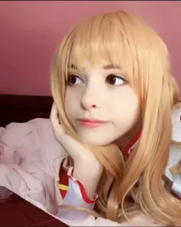 🥰 7643537c Asuna Yuuki Sword Art Online อนิเมะ, คอสเพลย์, ตัวละคร, ผมสีบลอนด์, Sword Art Online telegram sticker