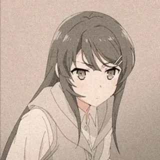 😕 017f52f9 Mai Sakurajima Rascal Does Not Dream of Bunny Girl Senpai アニメ, 女の子, ブルネット, ロングヘア, 可愛い, 真剣, 桜島麻衣 telegram sticker