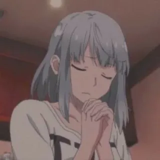 🙏 0cebd695 アニメ, 女の子, 悲しい, グレーヘア, エモい telegram sticker