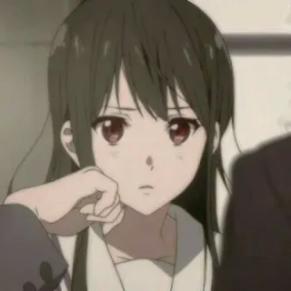 😐 1e546676 アニメ 女の子, 茶髪, 悲しい, 心配, アニメ, キャラクター, ポートレート telegram sticker