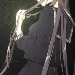 😏 3781bc63 アニメの女の子, 長い髪, 制服, イラスト telegram sticker