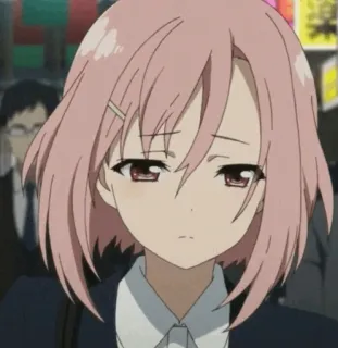 😔 9f19db55 アニメ, 女の子, ピンク髪, 悲しい, かわいい, 漫画 telegram sticker