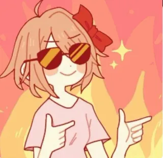 😎 af681fc2 アニメ, 女の子, サングラス, かっこいい, フィンガーガン, ステッカー telegram sticker