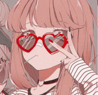 😎 d4716583 アニメ, ハートメガネ, 女の子, 漫画, 可愛い, ステッカー, アニメーション telegram sticker