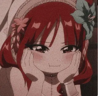 😣 eb316ffa アニメ, かわいい, 女の子, 赤い髪, 花, 漫画 telegram sticker