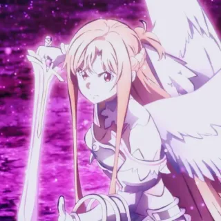 😡 053a97af Asuna Sword Art Online anime, sword, character, fantasy, fighting, wings whatsapp sticker