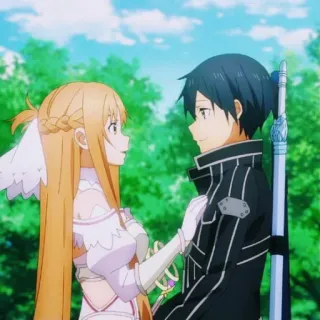 🥰 c17cd117 Asuna Sword Art Online anime, romance, fantasy, characters, sword, couple whatsapp sticker