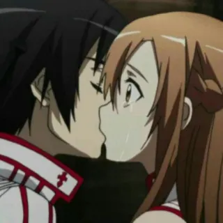 ⚡️ 11261b59 Kirito and Asuna Sword Art Online anime, kiss, romance, couple, sword art online, kirito, asuna whatsapp sticker