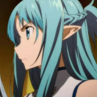 🐚 2756f29b Asuna Sword Art Online anime, sword, sword art online, character, fighting, girl, aqua hair, elf ears whatsapp sticker