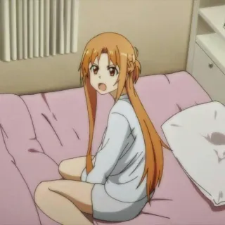 🎶 36effaf6 Asuna Yuuki Sword Art Online anime, cartoon, bedroom, girl, character whatsapp sticker