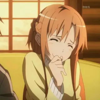 🌙 37e2c327 Asuna Yuuki Sword Art Online anime, cartoon, girl, cute, smiling whatsapp sticker