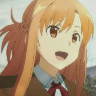 ✨ 57f33648 Asuna Yuuki Sword Art Online anime, girl, school uniform, smile, character, Asuna whatsapp sticker
