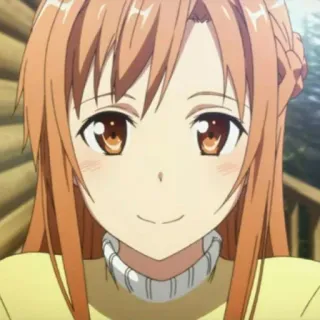 🌙 609d8da2 Asuna Yuuki Sword Art Online anime, girl, character, portrait, smile, cute, cartoon, anime girl whatsapp sticker