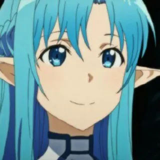 🌧 d8b4e766 Asuna Sword Art Online anime, elf, blue hair, video game, character, cartoon whatsapp sticker