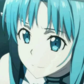 ❄️ 31b82641 Asuna Sword Art Online anime, girl, blue hair, cute, smiling, Asuna, Sword Art Online, character telegram sticker