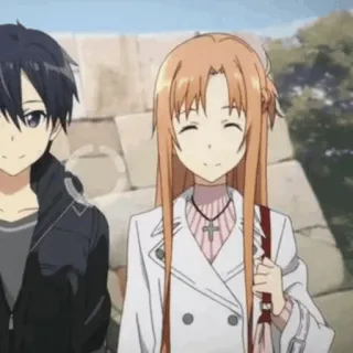 🧡 476b3f3b Kirito Sword Art Online anime, characters, smiling, romance, couple telegram sticker