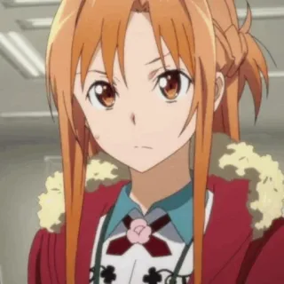 🧡 73f569e5 Asuna Yuuki Sword Art Online anime, sword art online, asuna, character, female, orange hair, cartoon telegram sticker