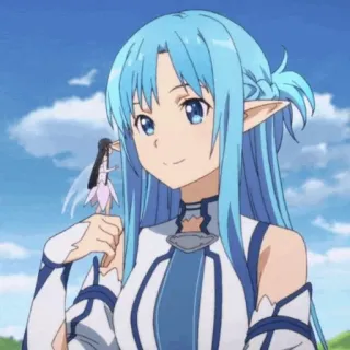 ❄️ f2a0cff2 Asuna Sword Art Online anime, character, girl, blue hair, elf, sword art online, asuna telegram sticker