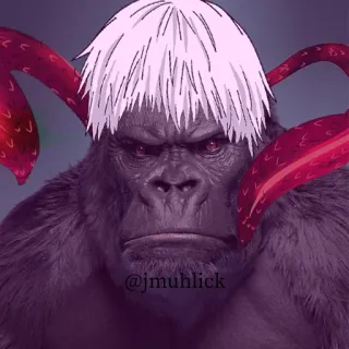 👿 af2f8d64 @jmuhlick Горилла, Мем, Смешно, Обезьяна, Животное, Искусство, Цифровое искусство telegram sticker