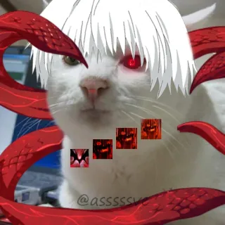 🤨 cee699e9 @assssssye кот, аниме, манга, красный, редактировать, стикер telegram sticker