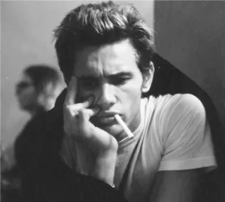 😔 3377923b James Dean James Dean, Ator, Cigarro, Fumar, Preto e branco, Retrato telegram sticker