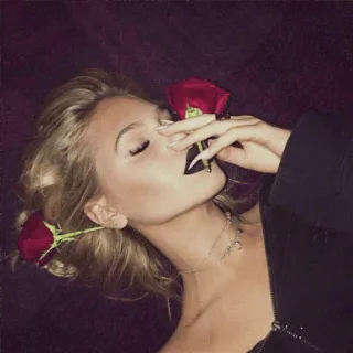 😄 f1e4b560 mulher, rosa, retrato, beleza, maquiagem, batom telegram sticker