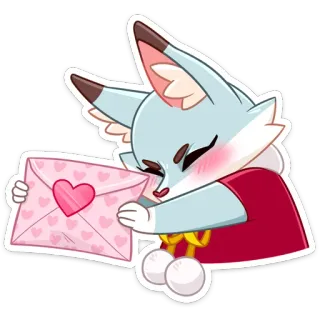 💌 7b439612 fox, love, heart, cute, animal, valentine, envelope telegram sticker