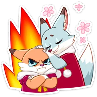 😡 8f4e8ebd foxes, cartoon, animals, friendship, cute telegram sticker