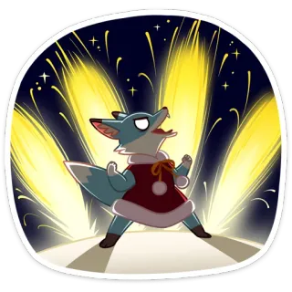 😡 0fcf21d6 여우, 만화, 축제, 축하, 불꽃놀이, 파티, 동물 telegram sticker