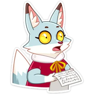 😳 4c11dfb3 동물, 여우, 만화, 스티커, 안경, 충격 받은, 종이 telegram sticker