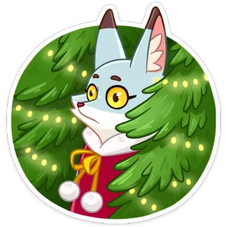 🌲 64743e41 여우, 크리스마스, 나무, 겨울, 동물, 만화 telegram sticker
