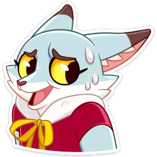 😅 8fa7d360 동물, 만화, 여우, 스티커, 귀여운, 불안한, 표정 telegram sticker