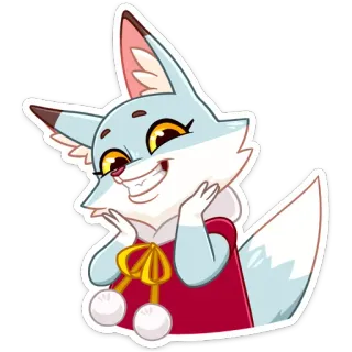 ☺️ 916721d7 동물, 여우, 귀여운, 만화, 스티커, 웃는, 친근한 telegram sticker