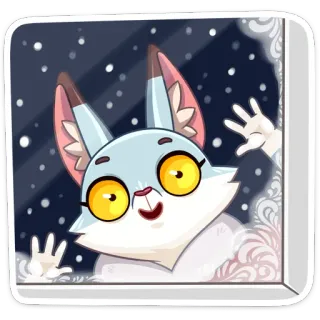 😳 ffbc2230 고양이, 창문, 겨울, 눈, 만화, 귀여운 telegram sticker