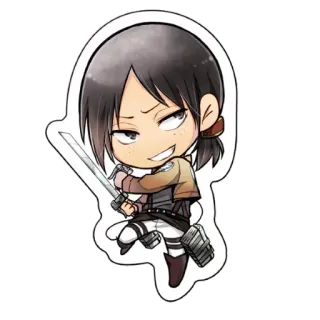 😁 a1cc5b34 Ymir Attack on Titan アニメ, 進撃の巨人, ユミル, ちびキャラ, 剣, 軍, キャラクター telegram sticker