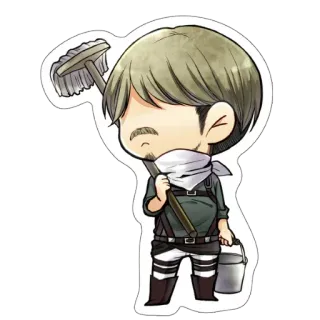 😂 c1a9d5e5 アニメ, キャラクター, 掃除, ちび, モップ, バケツ, かわいい telegram sticker