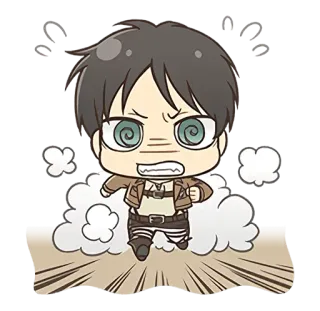 🥵 cf77299f Eren Yeager Attack on Titan アニメ, マンガ, キャラクター, 走る, 怒り, ちび telegram sticker