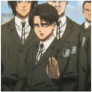 ✋ 7e20678d Levi Ackerman Attack on Titan Anime, Charakter, Militäruniform, Soldat, Ernst, Anime Charakter telegram sticker